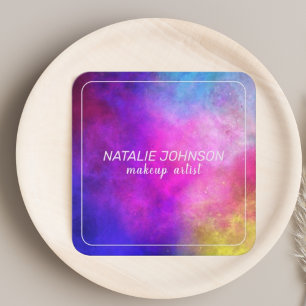 Makeup Artist Colourful Modern Stylish Typography  Square Business Card