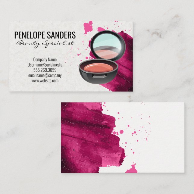 Makeup Artist Compact | Brush Stroke Business Card (Front/Back)