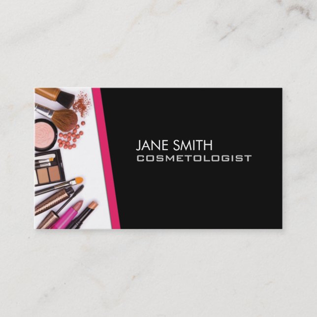 Makeup Artist Cosmetologist Cosmetology Elegant Business Card (Front)
