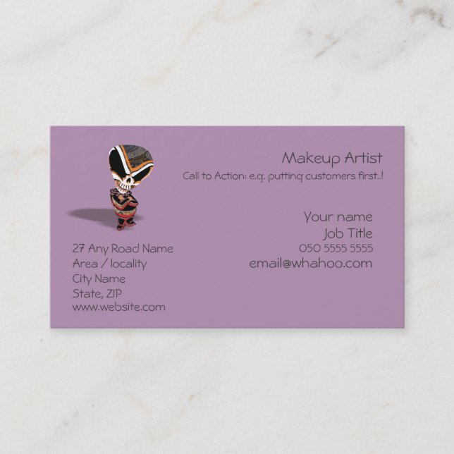 Makeup Artist Create Your Own Easy Generic Business Card (Front)