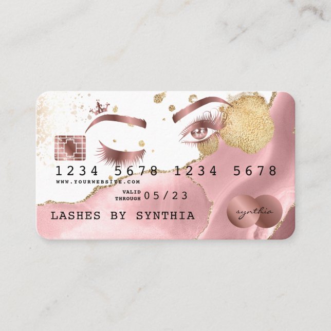 Makeup artist Credit Card Styled Blush Pink Agate (Front)