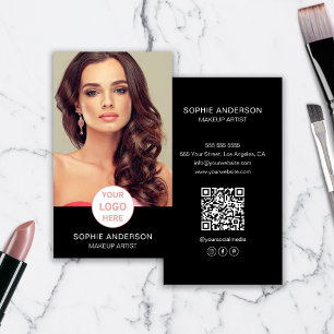 Makeup Artist Custom Logo Photo Black Business Card