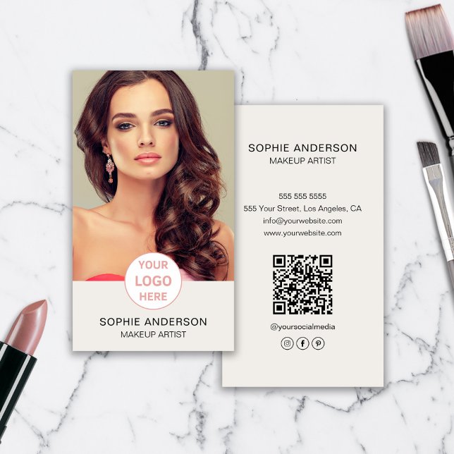 Makeup Artist Custom Logo Photo Business Card (Makeup Artist Custom Logo Photo Business Card)
