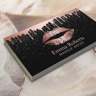 Makeup Artist Dripping Rose Gold Lips Appointment Card
