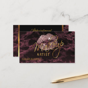 Makeup Artist Dusty Rose and Black Appointment Card