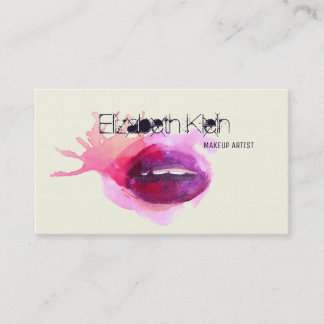 Makeup Artist Edgy Watercolor Lips Business Card