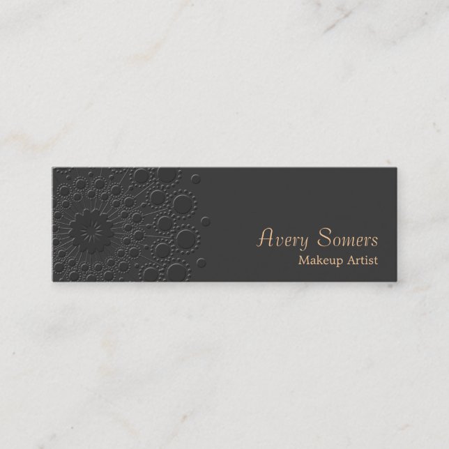 Makeup Artist Elegant Faux Embossed  Black Mini Business Card (Front)