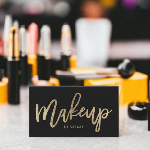 Makeup artist elegant faux gold typography black business card