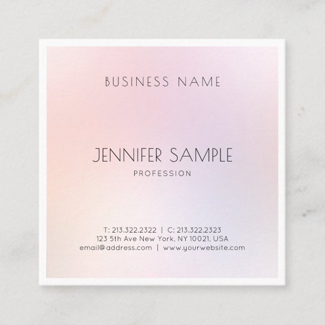 Makeup Artist Elegant Professional Modern Plain Square Business Card (Front)