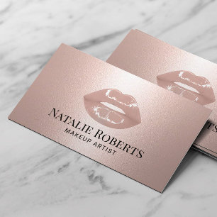 Makeup Artist Elegant Rose Gold Lips Beauty Salon Business Card