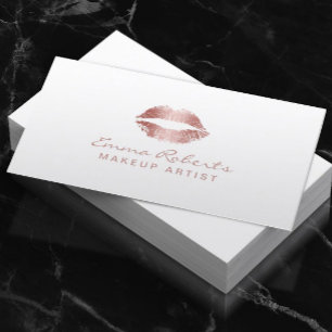 Makeup Artist Elegant Rose Gold Lips Salon Business Card