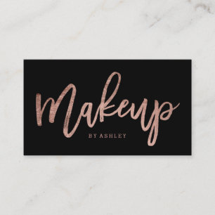 Makeup artist elegant rose gold typography black business card
