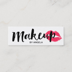 Makeup Artist Elegant Script Red Lips mini Business Card