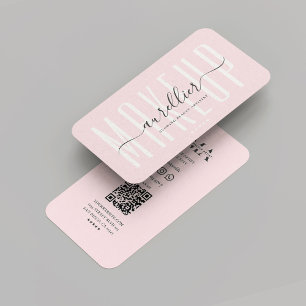 Makeup Artist Esthetician Monogram Pink Modern Business Card