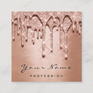 Makeup Artist Event Glitter 3D Silver Grey Rose Square Business Card