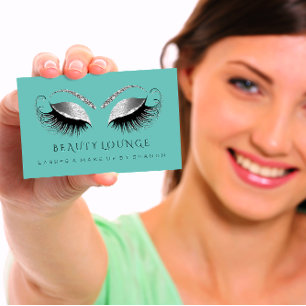 Makeup Artist Event Lashes Beauty Teal Grey Eyes Appointment Card