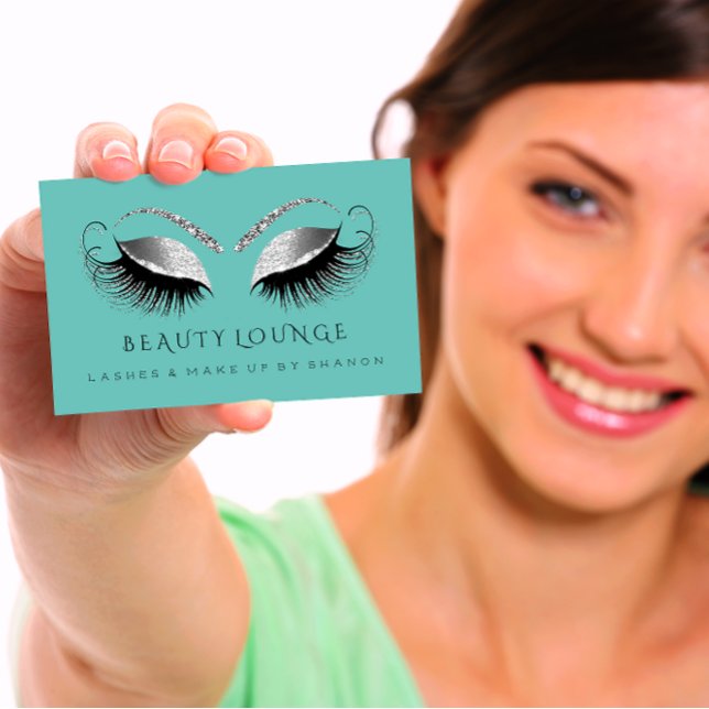Makeup Artist Event Lashes Beauty Teal Grey Eyes Appointment Card (Creator Uploaded)