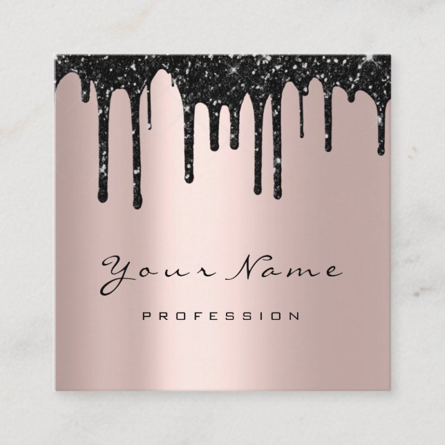Makeup Artist Event Planner Black Drips Influencer Square Business Card (Front)