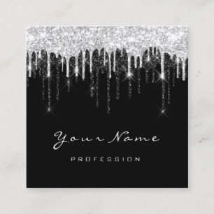 Makeup Artist Event Planner Grey Black Drips Square Business Card