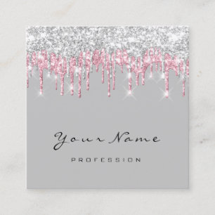 Makeup Artist Event Planner Grey Pink Grey Square Business Card