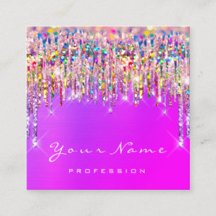 Makeup Artist Event Planner Holograph Bright Pink Square Business Card