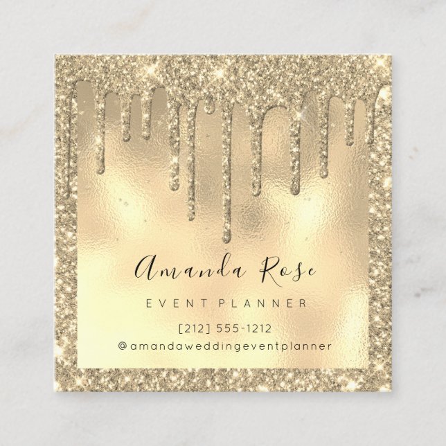 Makeup Artist Event Planner Sepia Gold Drip Spark Appointment Card (Front)