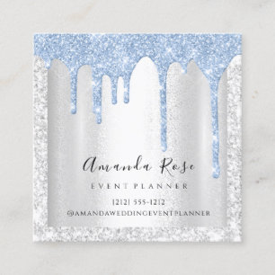 Makeup Artist Event Planner Silver Grey Drips Blue Appointment Card