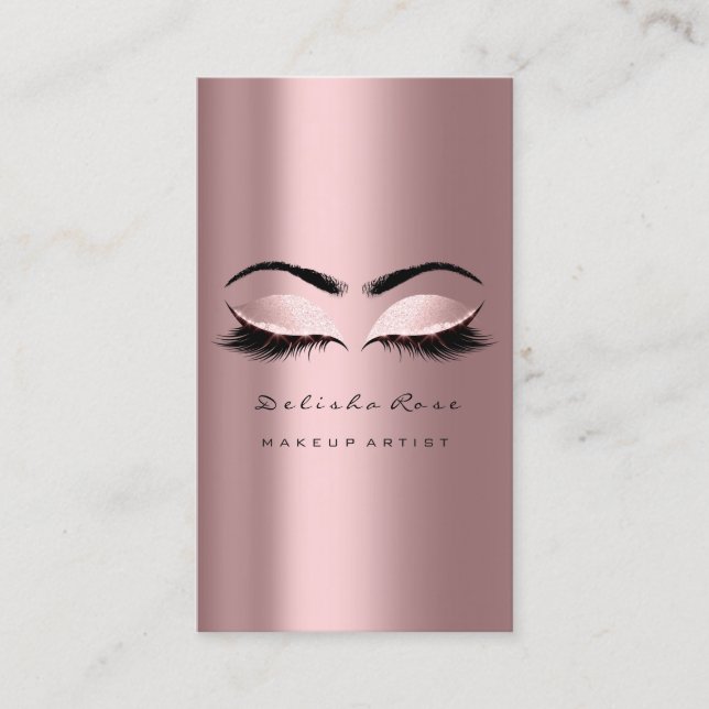 Makeup Artist Eye Lashes Glitter Blush Pink Business Card (Front)