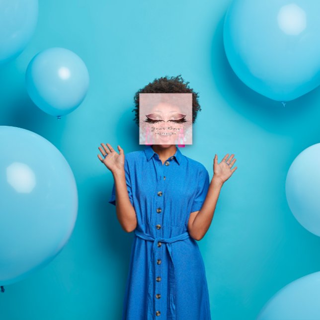 Makeup Artist Eyebrow Eye Lash Glitter Pink Powder Square Business Card (Makeup Artist Eyebrow Eye Lash Glitter Pink Powder Square Business Card)