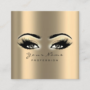 Makeup Artist Eyebrow Eye Lashes Sepia Gold Square Business Card