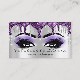 Makeup Artist Eyebrow Eyelash Silver Grey Purple Business Card