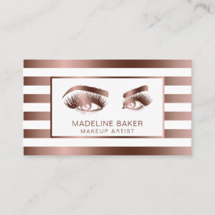 Makeup Artist Eyebrow Eyes Lashes Rose Gold Business Card