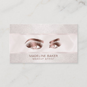 Makeup Artist Eyebrow Eyes Lashes Rose Gold Business Card