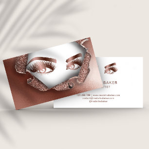 Makeup Artist Eyebrow Eyes Lashes Rose Gold Business Card
