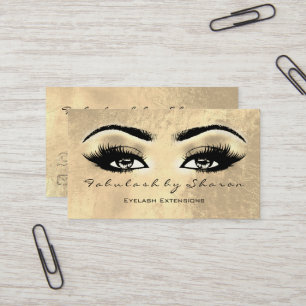 Makeup Artist Eyebrow Lashes Extension Leathe Gold Business Card