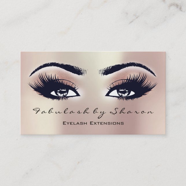 Makeup Artist Eyebrow Lashes Extension Pink Peach Business Card (Front)
