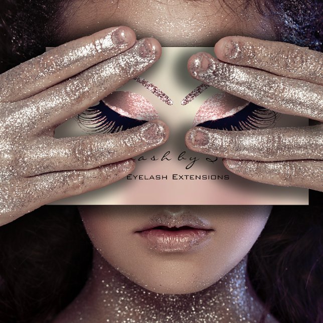 Makeup Artist Eyebrow Lashes Extension Rose Glam Business Card (Makeup Artist Eyebrow Lashes Extension Rose Glam Business Card)