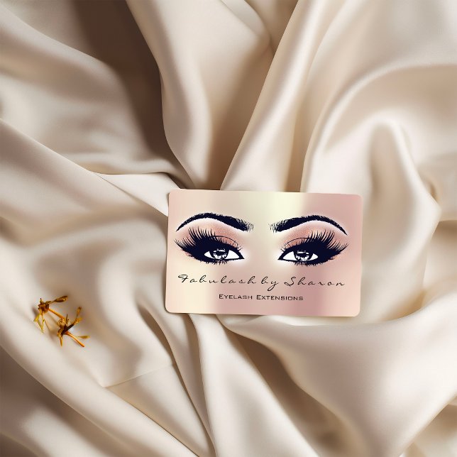 Makeup Artist Eyebrow Lashes Extension Rose Pearl Business Card (Makeup Artist Eyebrow Lashes Extension Rose Pearl Business Card)