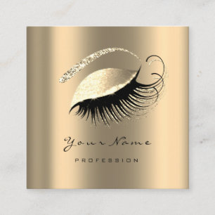 Makeup Artist Eyebrow Lashes Sepia Gold Square VIP Business Card