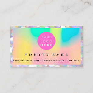 Makeup Artist Eyebrows Lash Bokeh  Holograph Logo Business Card
