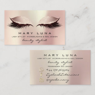 Makeup Artist Eyebrows Lashes Blush Rose Gold Business Card