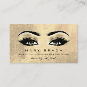 Makeup Artist Eyebrows Lashes Gold Aesthetician Business Card