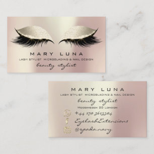 Makeup Artist Eyebrows Lashes Ivory Rose Gold Business Card