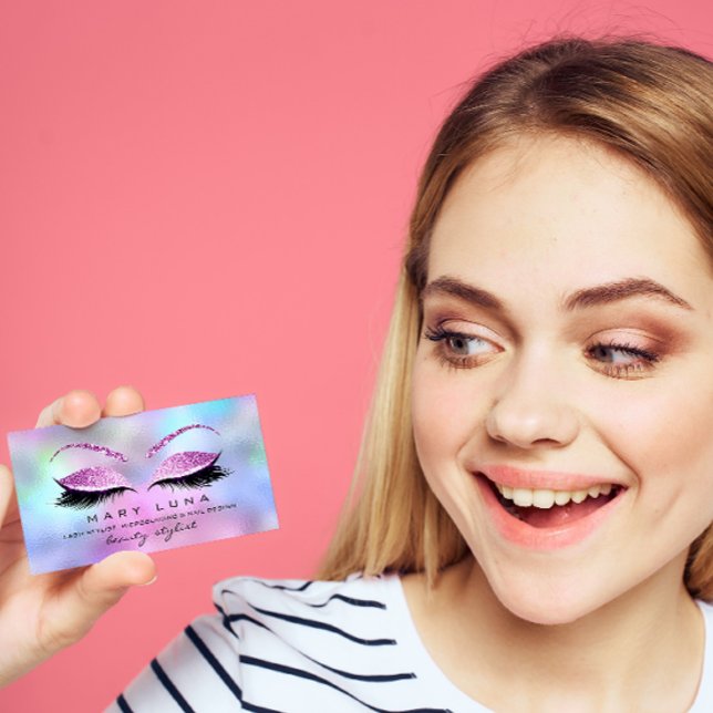 Makeup Artist Eyebrows Lashes Ombre Pink Glitter Business Card (Makeup Artist Eyebrows Lashes Ombre Pink Glitter Business Card)