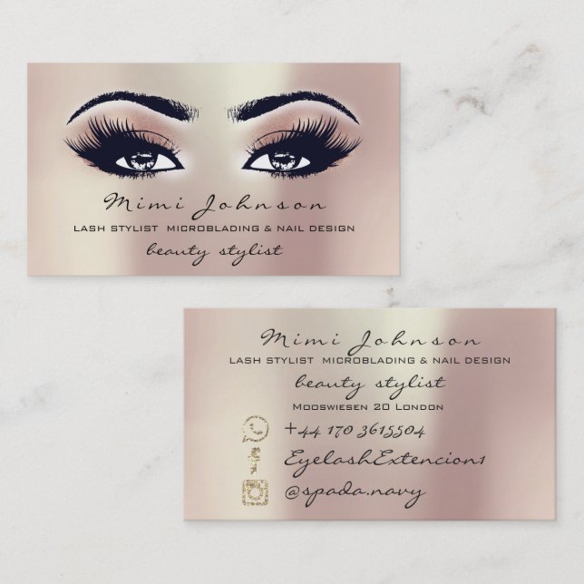 Makeup Artist Eyebrows Lashes Pink Aesthetician Business Card (Front/Back)