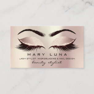 Makeup Artist Eyebrows Lashes Pink Blush Social Business Card
