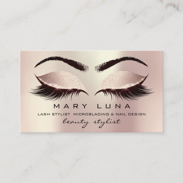 Makeup Artist Eyebrows Lashes Pink Blush Social Business Card (Front)