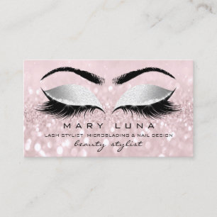 Makeup Artist Eyebrows Lashes Pink Grey Social Business Card