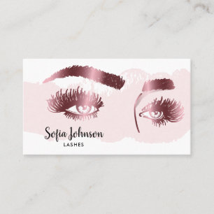 Makeup artist Eyebrows Lashes Rose Gold Eyes Business Card