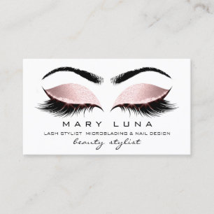 Makeup Artist Eyebrows Lashes White Rose Gold Business Card